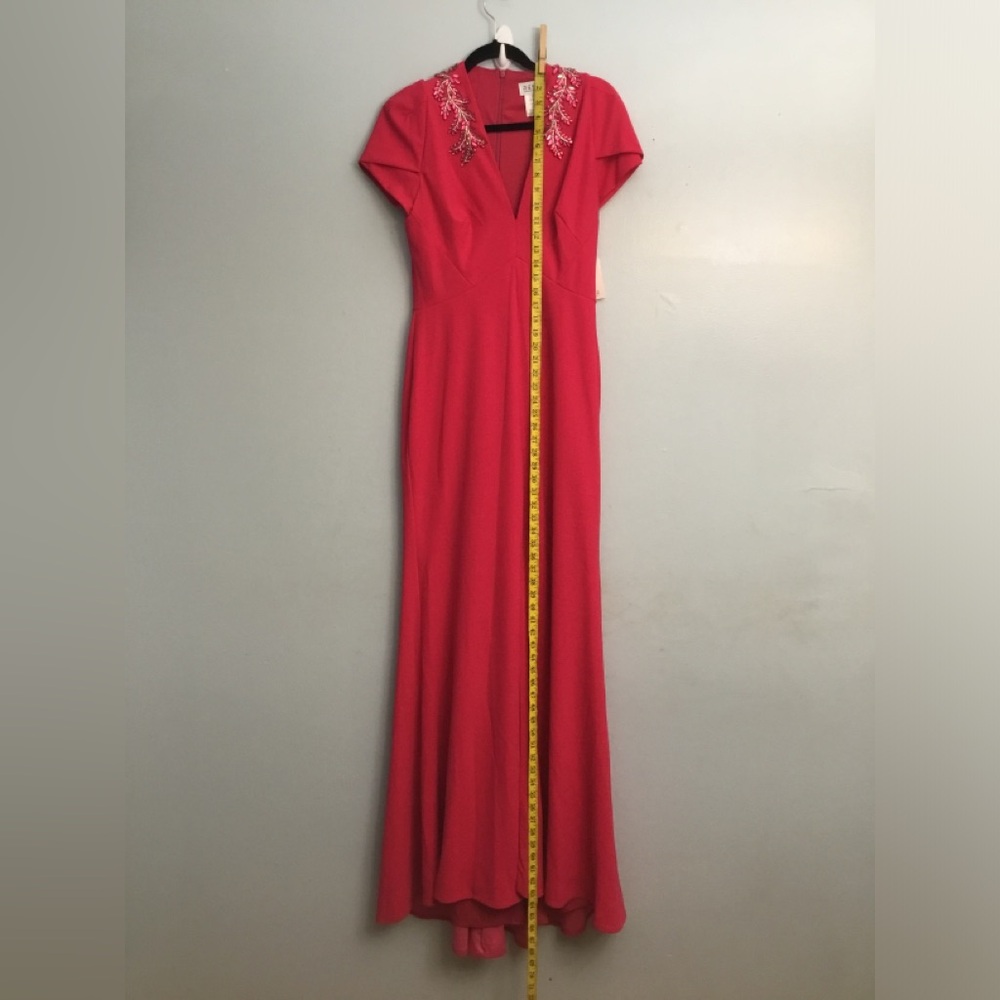Rene Chic Red Maxi Dress with Embellished Details